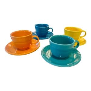 Homer Laughlin Fiestaware Tea / Coffee Cups & Saucers Set Of 4